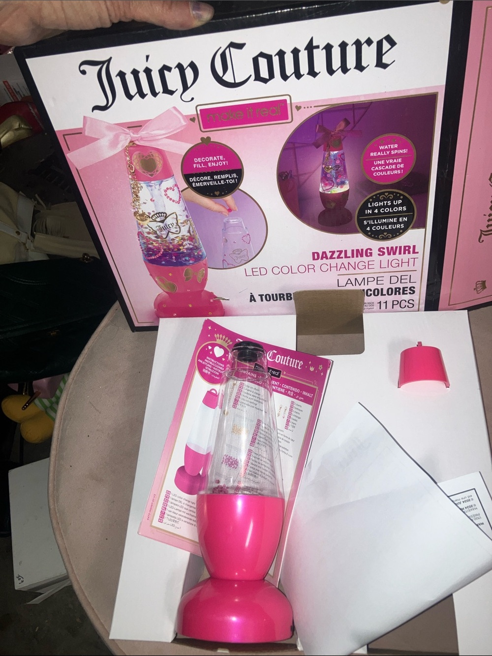 Juicy Couture Hot Pink Dazzling Swirl LED Color Change Lamp